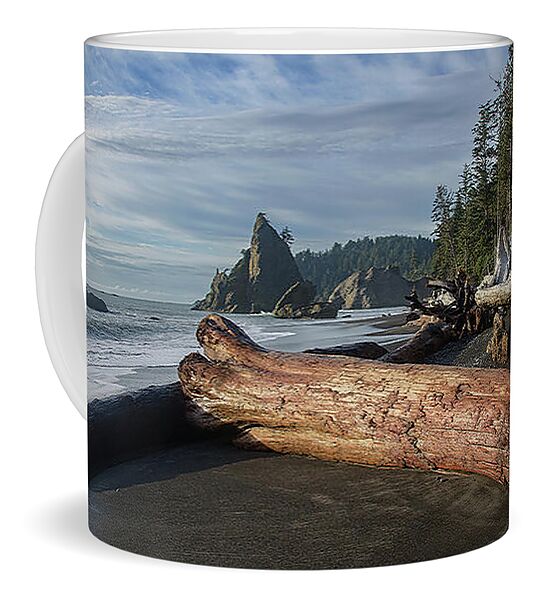 Driftwood on a Pebbled Beach Coffee Mug