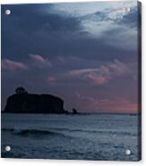 Serene Coastal Sunset with Cliffs Acrylic Print