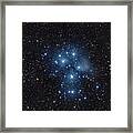 Pleiades Cluster In Cosmic Night Framed Print