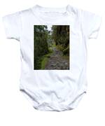 Moss-covered Path Through Lush Forest On The Inca Trail Baby One-Piece
